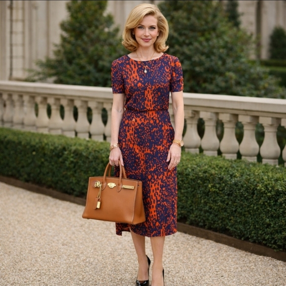 ASOS red/navy print dress abstract animal print viscose short sheath dress sz 8 - Picture 11 of 11